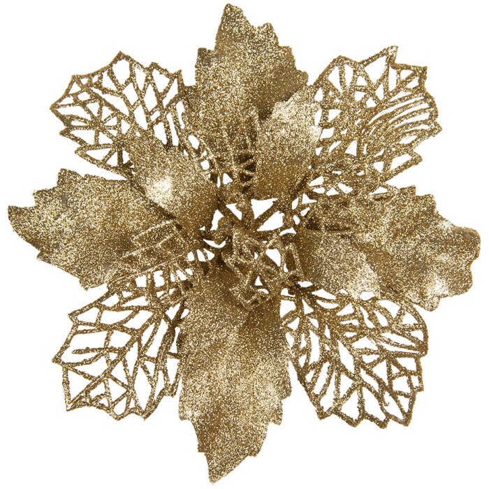 Clayre & Eef 65778GO Decoración Navideña Flor Color Oro Ø 22x5 cm