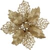Clayre & Eef 65778GO Decoración Navideña Flor Color Oro Ø 22x5 cm