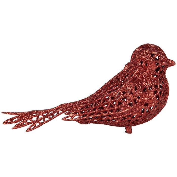 Clayre & Eef 65779 Decoración Pájaro Rojo 16x6x6 cm Estilo campestre