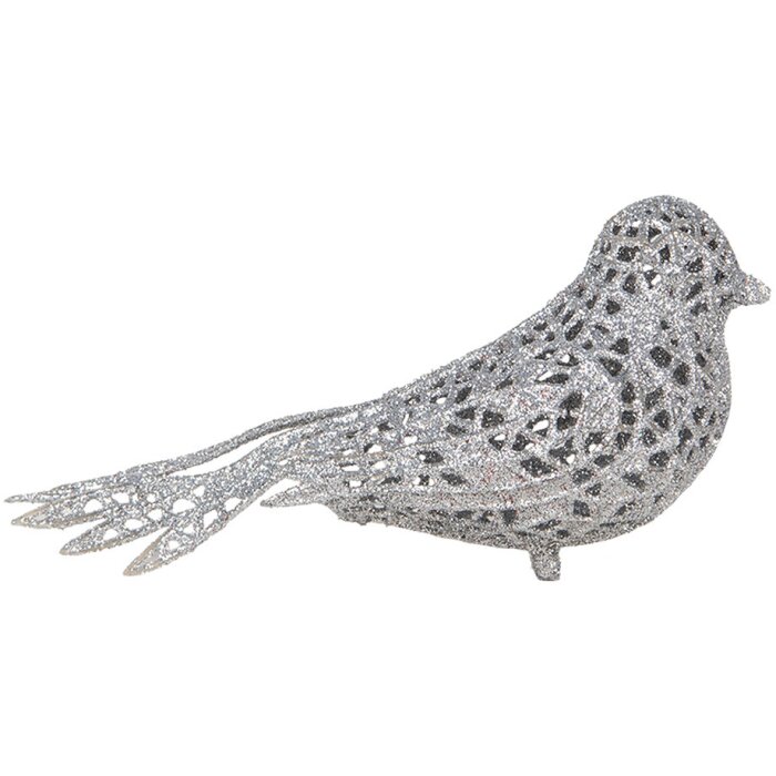 Clayre & Eef 65780 Decoración Pájaro color plata 16x6x6 cm