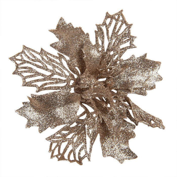 Clayre & Eef 65781 Decoración Navideña Flor Color Cobre Ø 14x4 cm