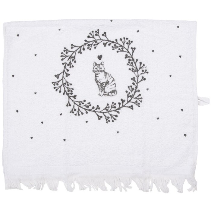 Clayre & Eef CTLGC-1 Toalla de Huésped Blanco Negro 40x66 cm Algodón