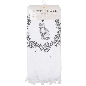 Clayre & Eef CTLGC-1 Toalla de Huésped Blanco Negro 40x66 cm Algodón