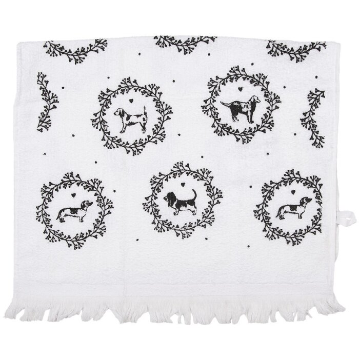 Clayre & Eef CTLGD-1 Toalla para invitados estilo country Blanco Negro 40x66 cm