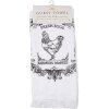 Clayre & Eef Toalla de Huéspedes 40x66 cm Blanco Negro Estampado Estilo Campestre Algodón