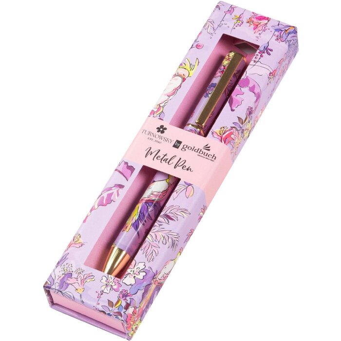 Goldbuch bolígrafo favorito Insignia metal biros floral oro púrpura rosa