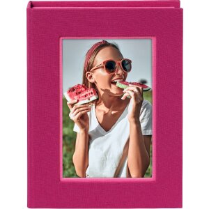 Caja de almacenaje Goldbuch Bella Vista rosa fucsia con ventana para fotos 19x14x3,8 cm