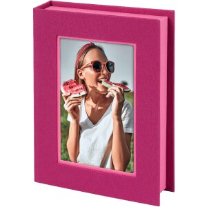 Caja de almacenaje Goldbuch Bella Vista rosa fucsia con ventana para fotos 19x14x3,8 cm