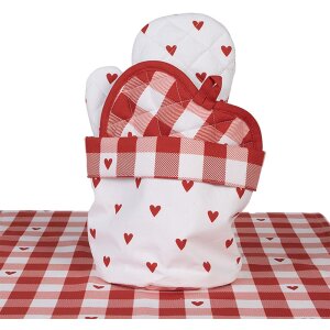 Clayre & Eef LVT50 Panera Corazón Rojo Blanco Ø 15x16 cm