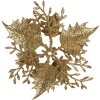 Clayre & Eef 65784 Decoración navideña flor oro Ø 11x3 cm plástico