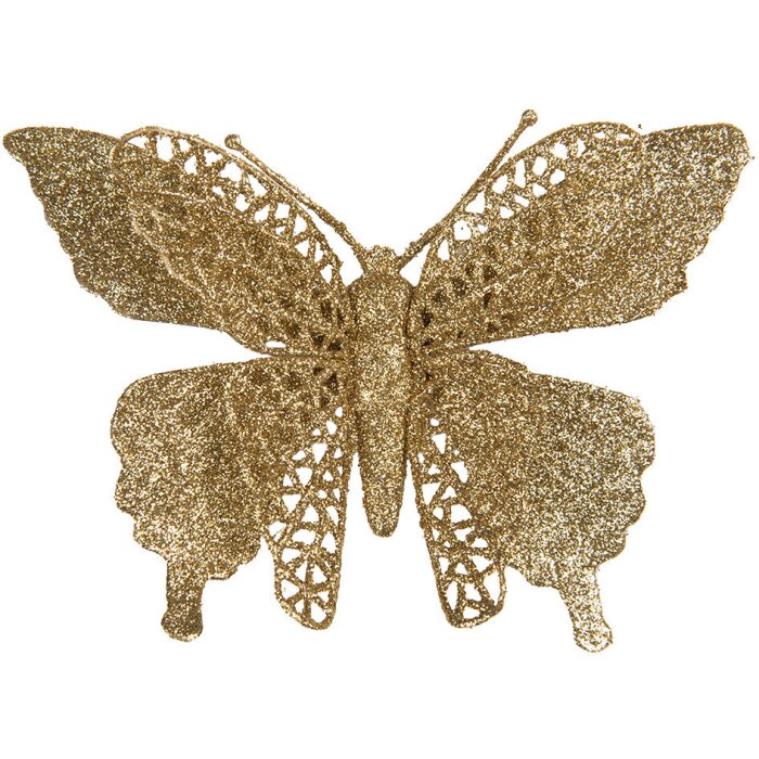 Clayre & Eef 65795 Decoración Mariposa color oro 17x2x12 cm
