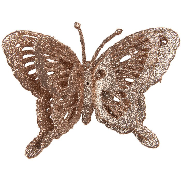 Clayre & Eef 65796 Decoración Mariposa color Cobre 12x2x9 cm