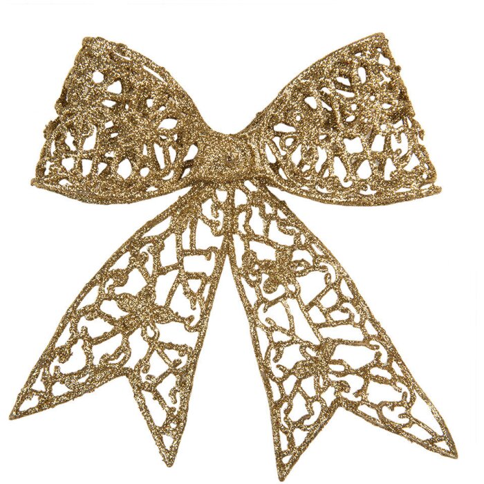 Clayre & Eef 65811 Decoración Lazo de Navidad color oro 18x2x16 cm