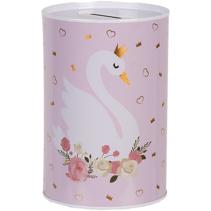 Clayre & Eef 6BL0165 Hucha Rosa Blanco Ø 10x15 cm Romántico Motivo Cisne