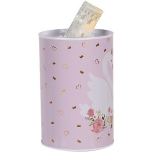 Clayre & Eef 6BL0165 Hucha Rosa Blanco Ø 10x15 cm Romántico Motivo Cisne