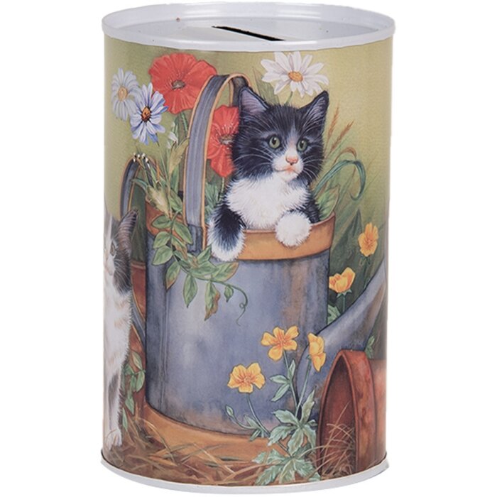 Clayre & Eef 6BL0168 Hucha motivo gato Ø 8x13 cm estilo country