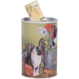 Clayre & Eef 6BL0168 Hucha motivo gato Ø 8x13 cm estilo country