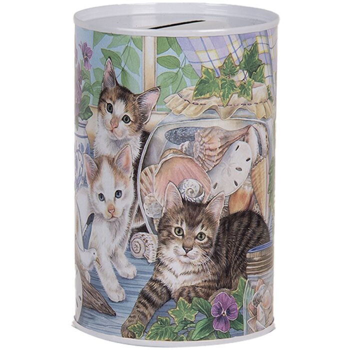 Clayre & Eef 6BL0169 Hucha estilo campestre motivo gato Ø 8x13 cm