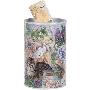 Clayre & Eef 6BL0169 Hucha estilo campestre motivo gato Ø 8x13 cm