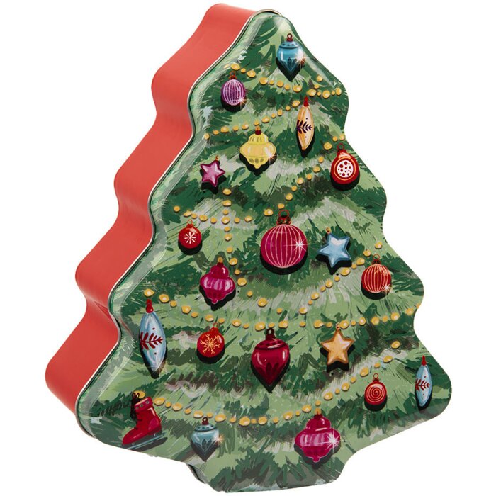 Clayre & Eef 6BL0154 Lata Árbol de Navidad Verde Rojo 15x18x7 cm