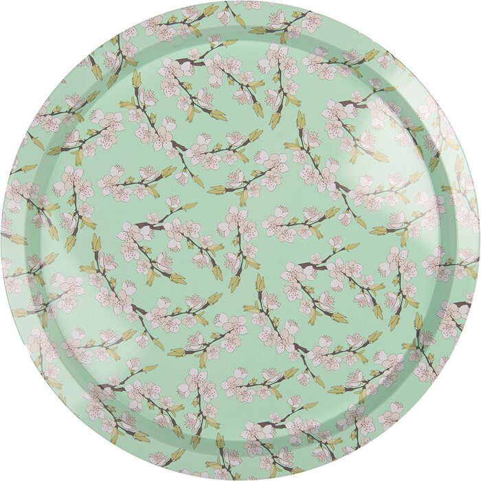 Clayre & Eef 6BL0181 Bandeja Ø 32 cm verde floral estilo retro vintage