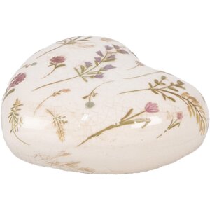 Clayre & Eef 6CE1917 Corazón Decorativo Cerámica Beige Rosa 11x11x4 cm