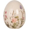 Clayre & Eef 6CE1918M Huevo Decorativo Cerámica Beige Rosa Flores Ø 10x12 cm