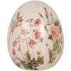Clayre & Eef 6CE1918S Huevo Decorativo Cerámica Beige Rosa Verde Ø 7x9 cm Estilo Campestre