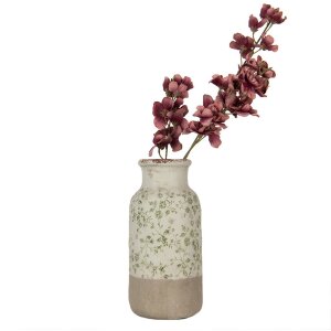 Clayre & Eef 6CE1929L Jarrón Cerámica Verde Ø 15x32 cm Estilo campestre