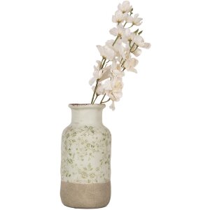 Clayre & Eef 6CE1929M Jarrón Cerámica Verde Estilo Campestre Ø 14x26 cm