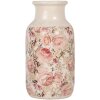 Clayre & Eef 6CE1930M Jarrón Beige Rosa Motivo Floral Ø 14x26 cm Cerámica