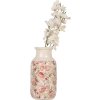 Clayre & Eef 6CE1930M Jarrón Beige Rosa Motivo Floral Ø 14x26 cm Cerámica