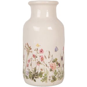 Clayre & Eef Jarrón 6CE1932M Cerámica Beige Rosa Ø 14x26 cm Estilo Campestre