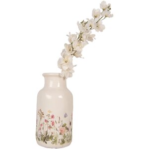 Clayre & Eef Jarrón 6CE1932M Cerámica Beige Rosa Ø 14x26 cm Estilo Campestre