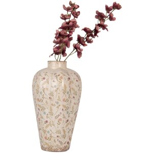Clayre & Eef Jarrón 6CE1937L Beige Rosa Ø 24x40 cm Cerámica Estilo Campestre