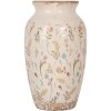Clayre & Eef 6CE1941S Jarrón Cerámica Beige Floral Ø 16x27 cm
