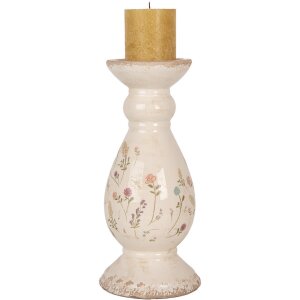 Clayre & Eef 6CE1945M Portavelas Cerámica Beige Rosa Ø 12x26 cm
