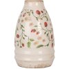 Clayre & Eef 6CE1946S Jarrón Cerámica Beige Rojo Ø 17x27 cm Estilo Campestre