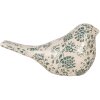 Clayre & Eef 6CE1950L Decoración Pájaro Beige Verde 25x10x13 cm