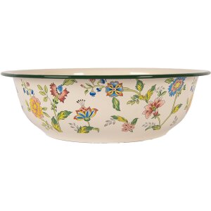 Clayre & Eef 6EM0004 Bol Decorativo Esmalte Beige Verde Ø 30x9 cm 3000 ml