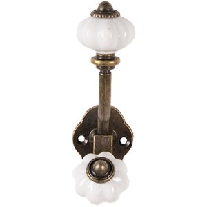 Clayre & Eef 6Y5724 Percha de Pared Hierro Marrón Blanco 4x9x13 cm Estilo Antiguo