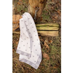 Clayre & Eef LVT42-1G Paño de cocina Beige Gris Motivo Corazón 50x70 cm