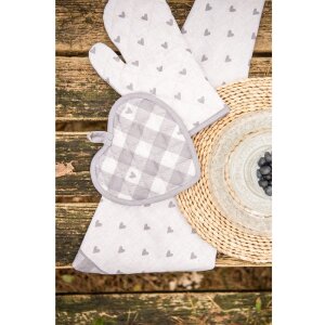 Clayre & Eef LVT42-1G Paño de cocina Beige Gris Motivo Corazón 50x70 cm