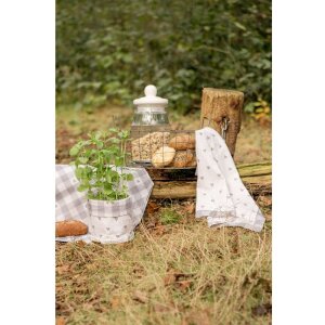 Clayre & Eef LVT42-1G Paño de cocina Beige Gris Motivo Corazón 50x70 cm