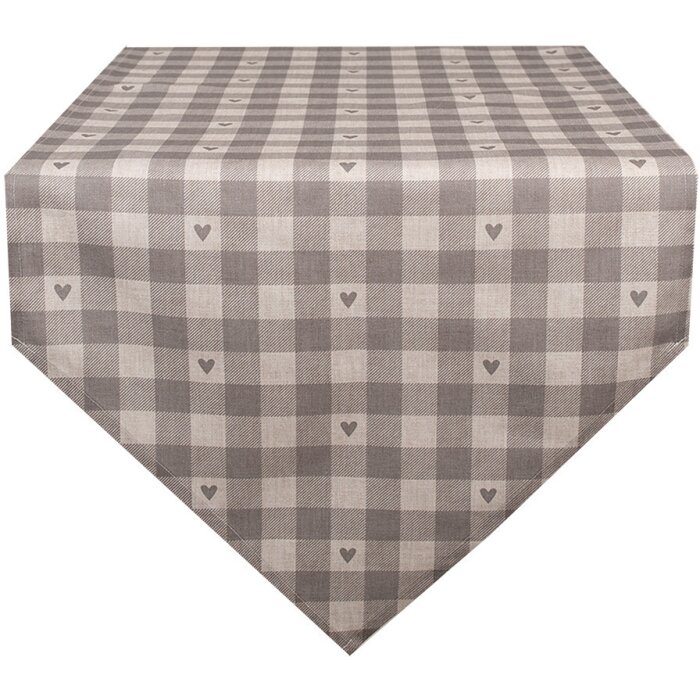 Clayre & Eef LVT65G Traves de Mesa en Algodón Beige Gris 50x160 cm Country style