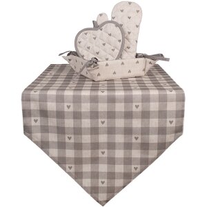 Clayre & Eef LVT65G Traves de Mesa en Algodón Beige Gris 50x160 cm Country style