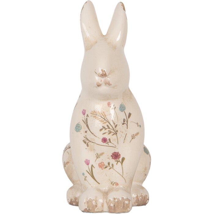 Clayre & Eef 6CE1958L Cerámica Decorativa Conejo 16x12x28 cm Beige Rosa
