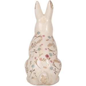 Clayre & Eef 6CE1958L Cerámica Decorativa Conejo 16x12x28 cm Beige Rosa