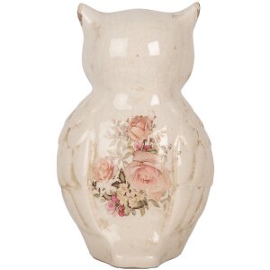 Clayre & Eef 6CE1961L Búho Decorativo Cerámica Beige Rosa 13x12x22 cm