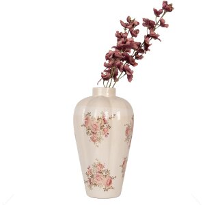 Clayre & Eef 6CE1963L Jarrón Beige Rosa Ø24x40 cm Cerámica Estilo Campestre